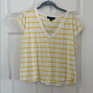Sanctuary Yellow and White Striped V-Neck Tee